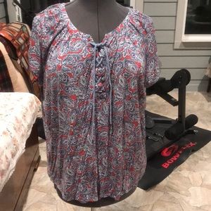Chaps Top Short Sleeve Paisley Size 2X